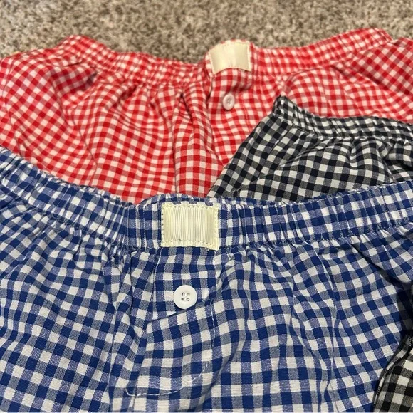 Set of 4 Gingham Checkered Shorts - Red, Blue, Dark Blue, Black - Picture 3 of 5